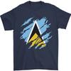 Zerrissene Flagge von St. Lucia Lucian Day Fußball Herren T-Shirt 100% Baumwolle