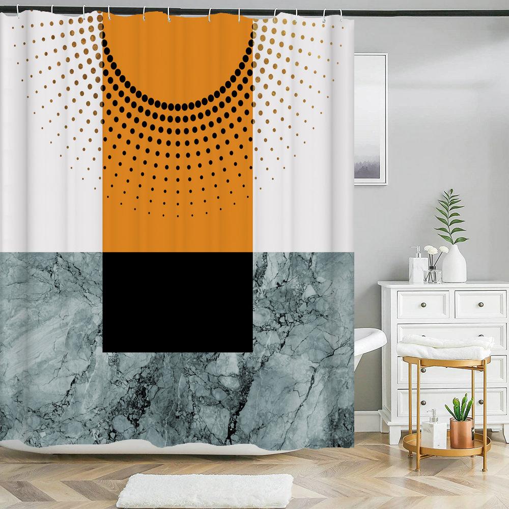 Nordic Style Abstract Art Boho Shower Curtain Waterproof Polyester Bath Curtain Morandi Color Block Curtain Bathroom Decor