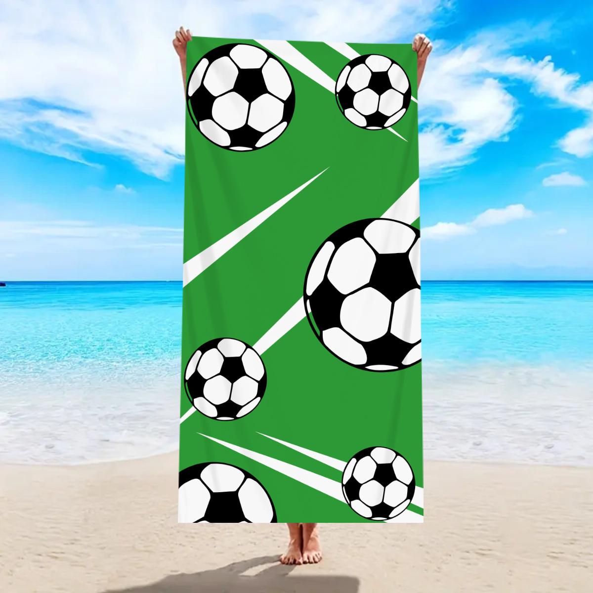 

1pc football printed large beach towel, quick drying absorbent swimming beach towel, outdoor sports towel W40*H60(CM)