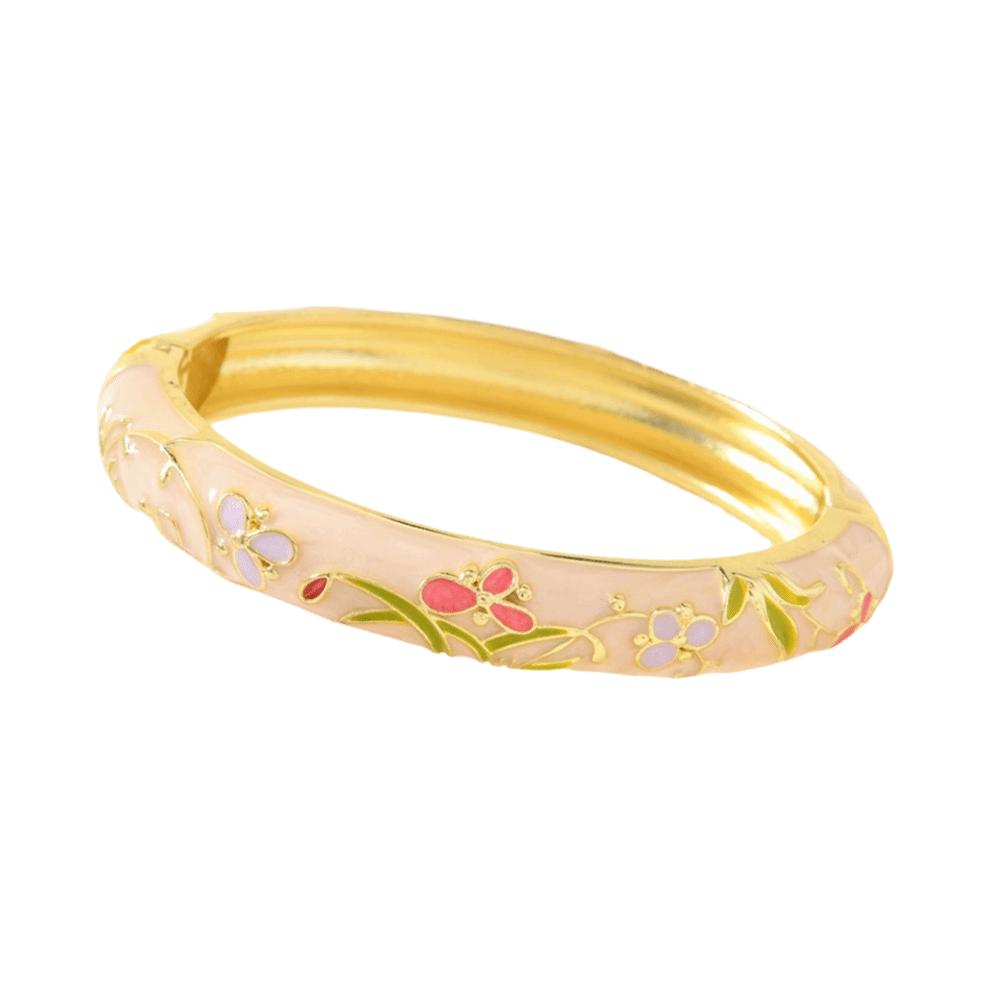 Elegant Cloisonne Bangle Rhinestone Retro Court Floral Bangle Charming Enamel Bracelet  Fashion