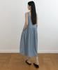Lingseoul Striped Square Neck Sleeveless Dress-Blue
