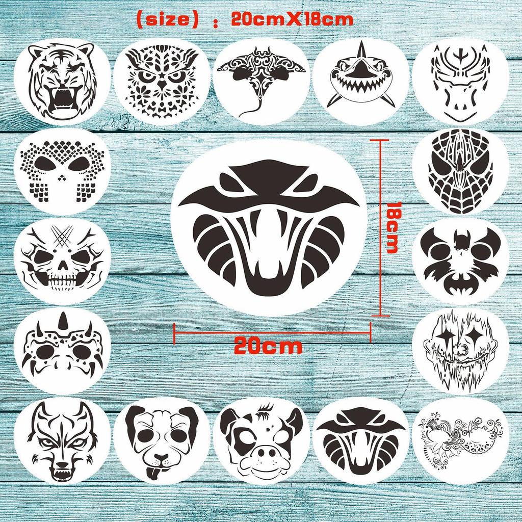 16 Pieces Face Body Painting Stencils Makeup Templates for Party