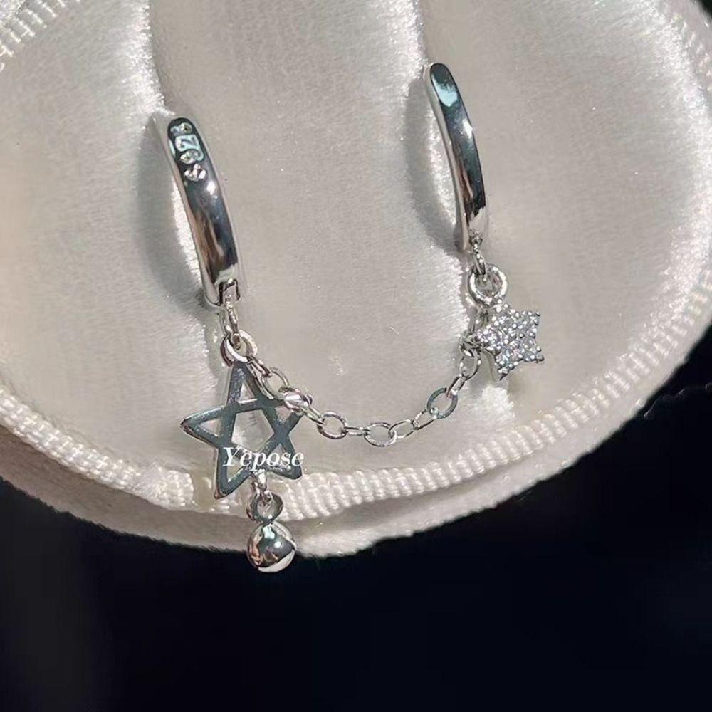 Stainless Steel Double Ear Hole Chain Alloy Piercing Earrings Fashion Jewelry Women