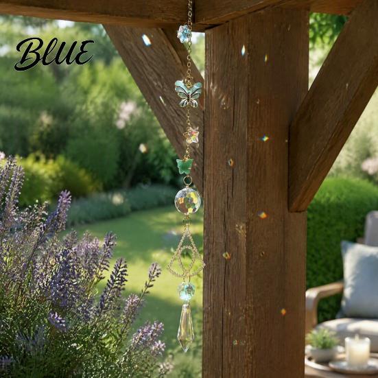 Indoor Outdoor Hanging Decoration Butterfly Crystal Suncatcher Wind Chime Rainbow Maker Prism Ornament Elegant Room Decor Pendant for Home Balcony,
