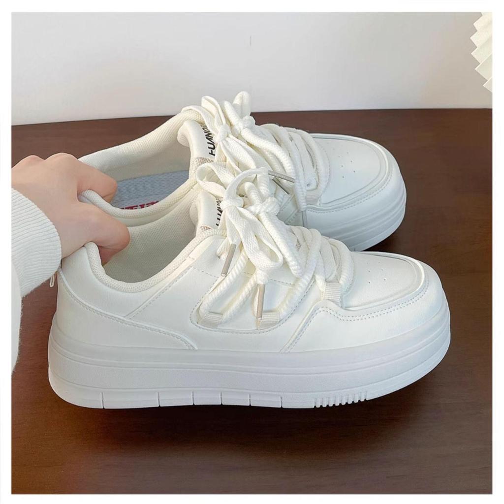 2025 Women's Thick-Soled White Canvas Sneakers - Autumn Hot Style, Versatile for Students