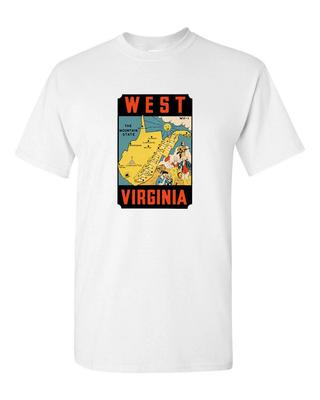 T Shirt Vtg Travel Art Cotton West Virginia State Retro Souvenir Tourist