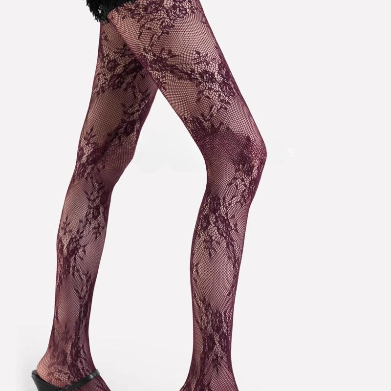 Stylish Maillard Vintage Lace Tights Sexy High Stretchy Pantyhose Trendy Fashion Stockings For Women Soft Comfortable Hosiery