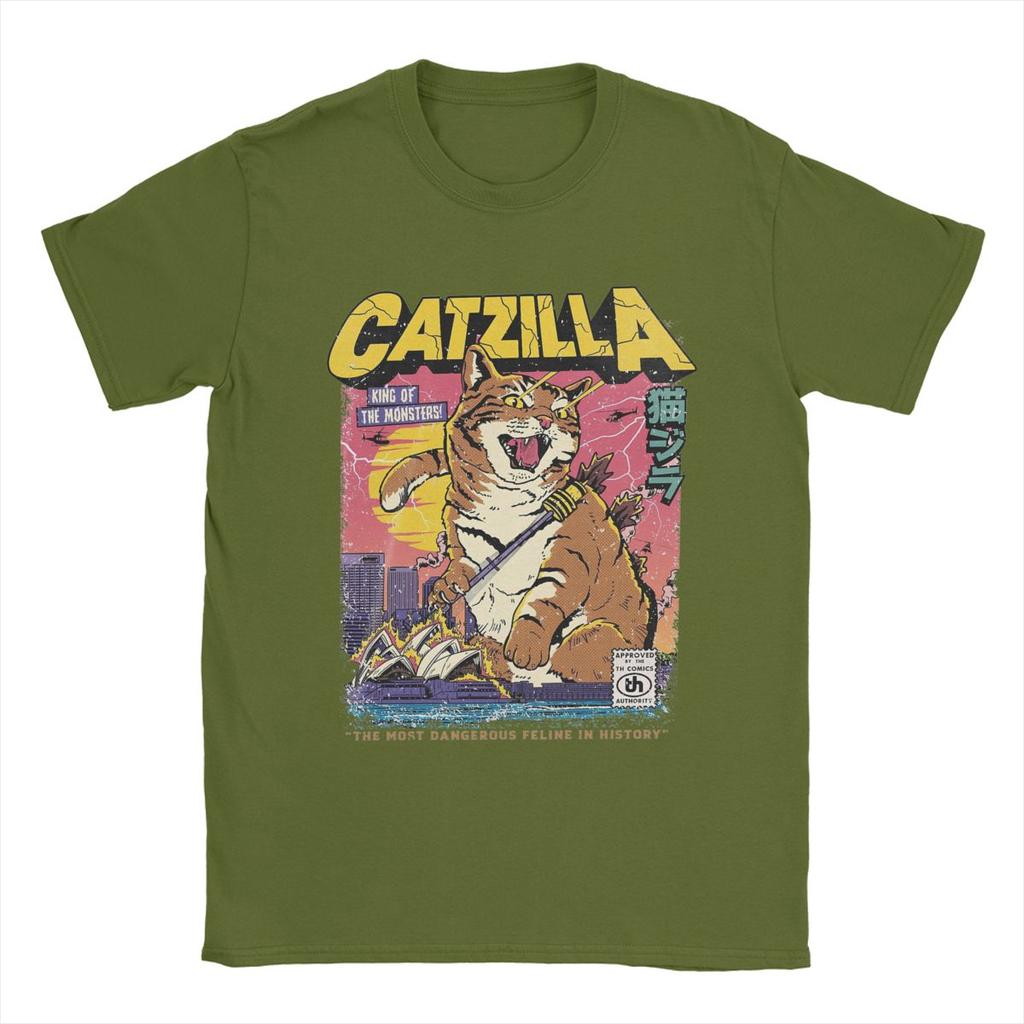 Catzilla T Shirt Men's Cotton Awesome T-Shirts O Neck Tees Short Sleeve Clothes Original