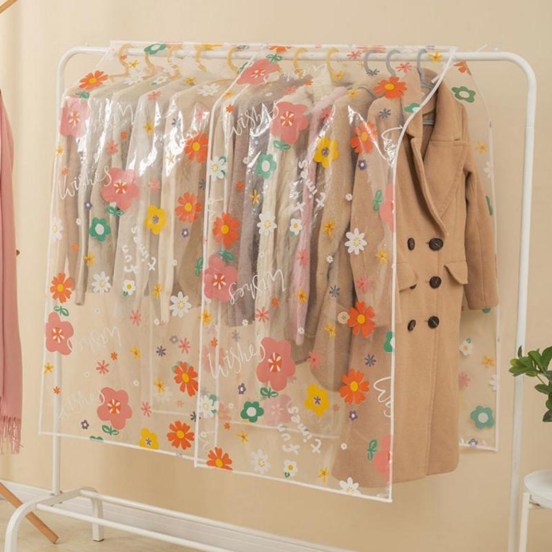 Husa de Praf pentru Haine cu Flori Desen Animat Dormitor Uscător Husă de Praf Pânză Îngroșată Umeraș Husă de Praf Husă Universală pentru Haină Costum