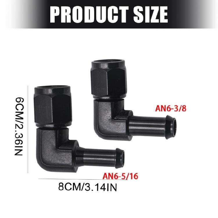 90 Degree Angled Fitting Adapter AN6 to 3/8in 5/16in Oil Cooling Connector For Hose Routing In Tight Spaces