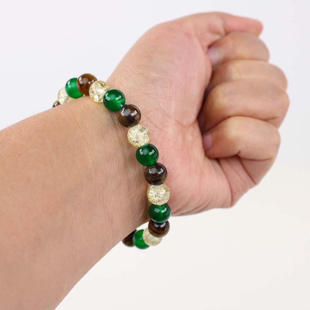 Festive Gifts Earthy Green Brown And Gold Tone Stone Beaded Bracelet Fashion Jewelry For Unisex Daily Wear Stylish And Easy To Match Accessory