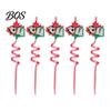 Reusable Plastic Straw 5Pcs Colorful Soccer Spiral Straws, Drinking Straws for Birthday Party Party, Football Theme Celebration Beverage Decor Unique