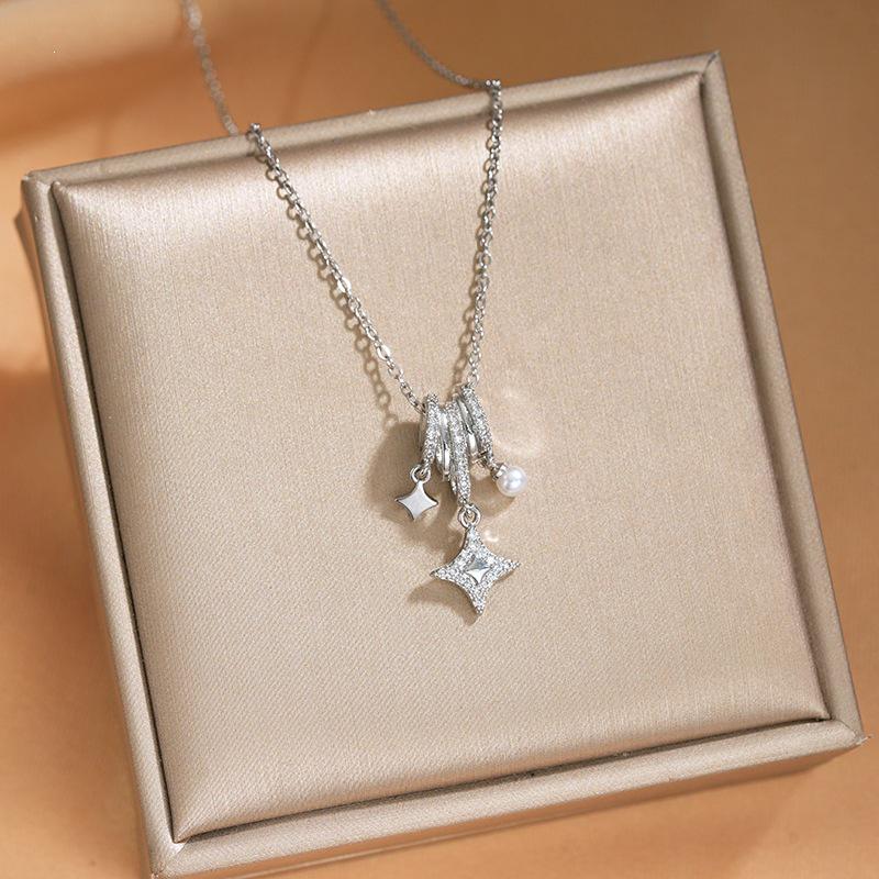Light Luxury Copper-Inlaid Diamond Necklace for Women – Exquisite INS-Style Clavicle Chain
