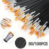 Bristle Artist Brushes with Flat Head & Round Tip - Dual-Tone Black & Orange Handles,Durable Synthetic Bristles for Oil Painting
