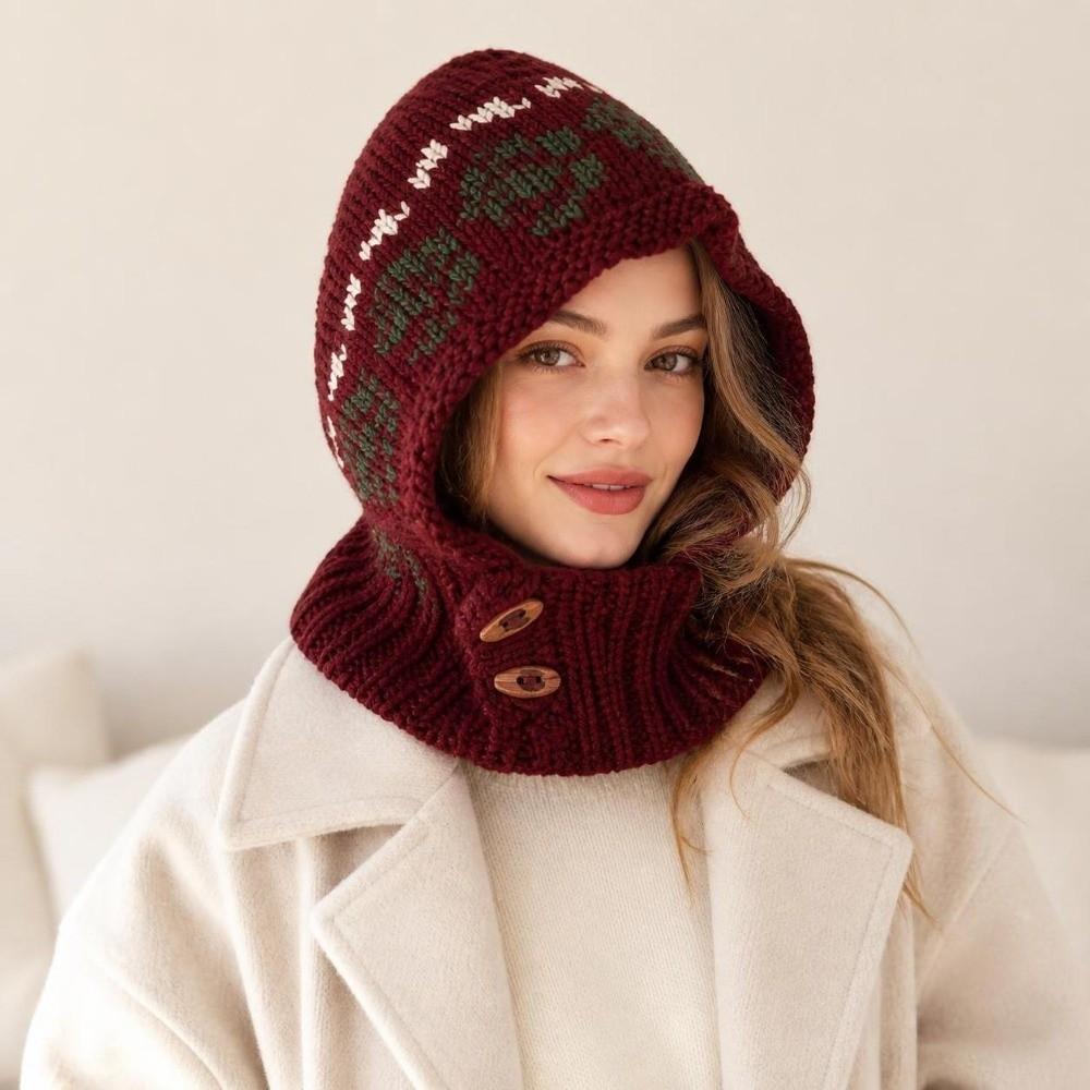 Ear Protection Knit Balaclava Warm Hooded Beanie New Korean Balaclava Hat Women Girl