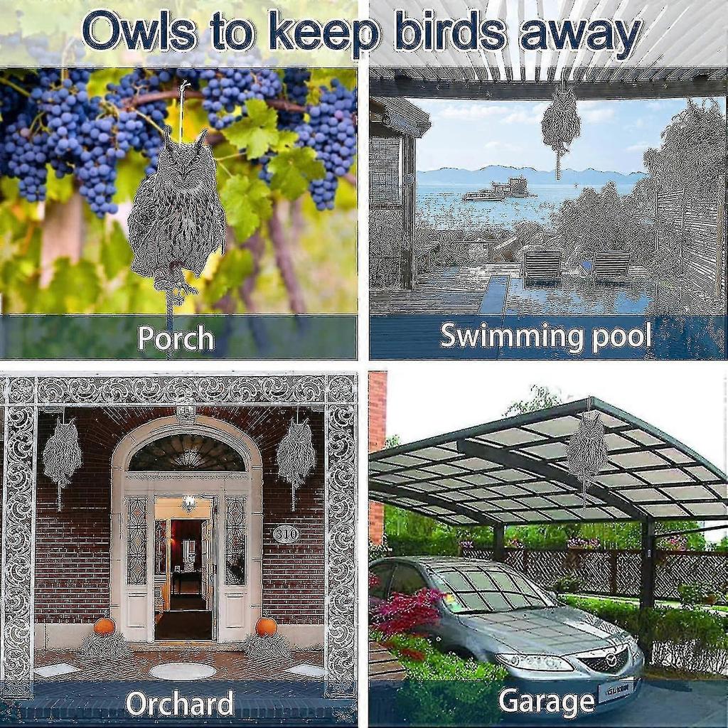 2PCS Reflective Tape Owl Bird Scarer - Effective Bird Deterrent and Repellent for Garden, Roofs, Patio, Windows, Balcony Trees