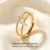Stylish New Stainless Steel Double Layer Open Cross Ring - Light Luxury Adjustable Jewelry