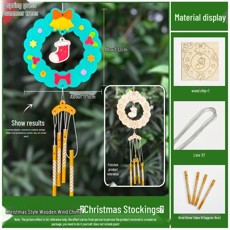 DIY Wooden Christmas Wind Chime Kit: Children's Painting & Decorating Ornament Gift