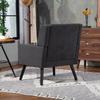 Upholstered Chair with Button Tufting Made of Suede - Mid-Century Modern Armchair with High-Density Foam Cushion and Solid Wood Legs for Small Spaces