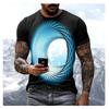 Men's New 3D Digital Printed Fashionable Short Sleeved Top with Geometric Shape Round Neck T-shirt