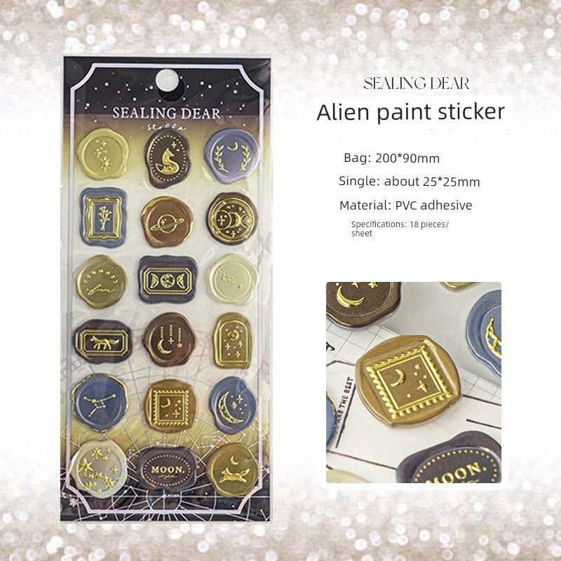 

Miss Ben Stickers Three-Dimensional Goo Card Student Wax Seal Yellow (Starry Sky)