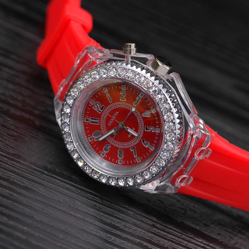 Geneva Luminous Watch Led Luminous, Diamond-Encrusted Watch Men S Supply Watch красный