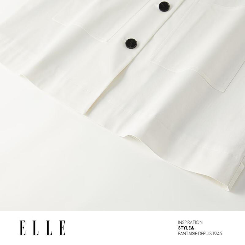ELLE Women's French Color-Block Mid-Length Trench Coat