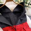 Elegant Women Contrast Color High Waist Evening Dress Beautiful Chic Jacquard Waist-cinching A-line  Spring New Women DRESS