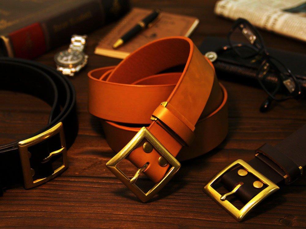 [Marukawa Jeans Power Jeans Value] Belt Long Leather Men's Black F