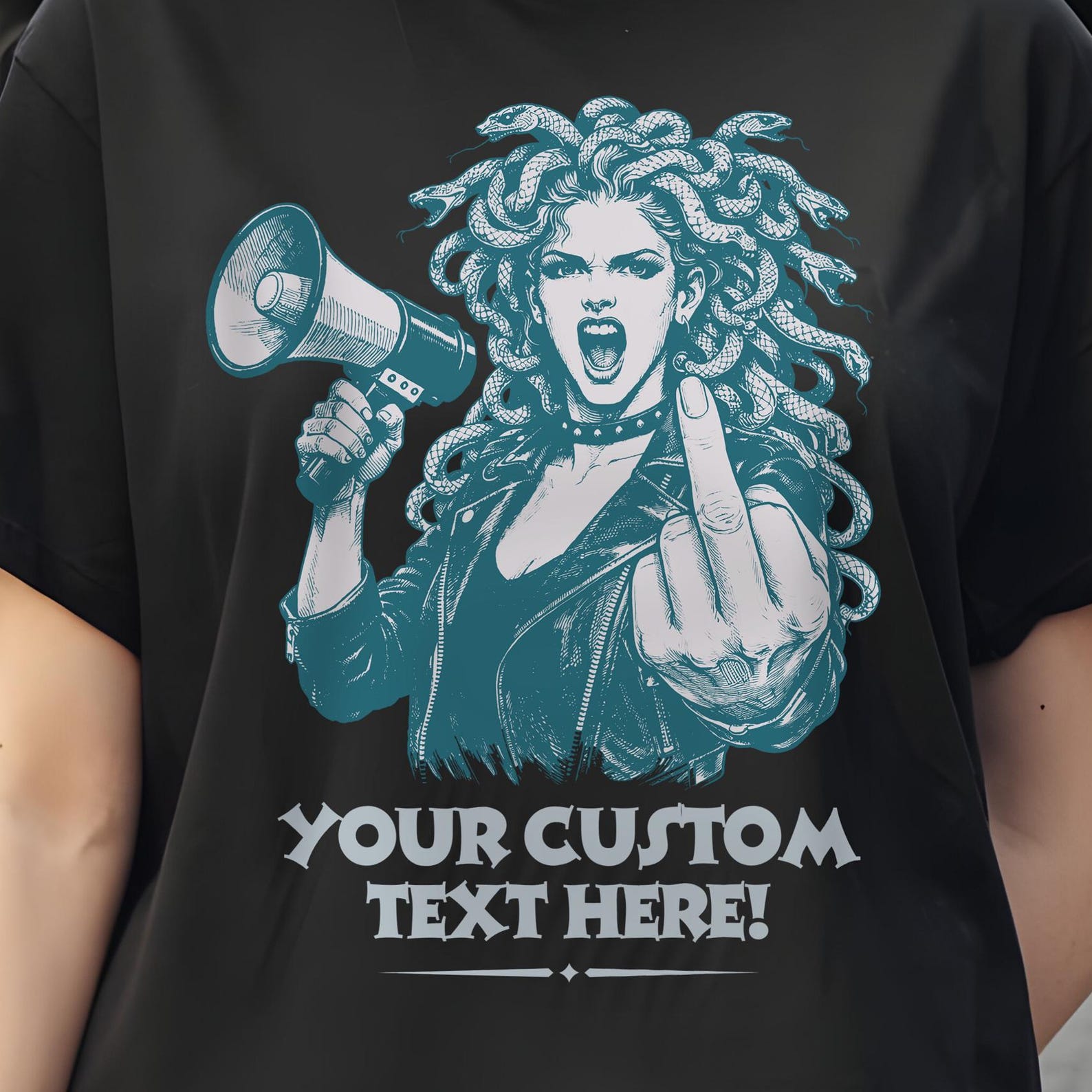 Custom Text Medusa T shirt, Feminist Graphic Tee, Radical Women s History Gift XL