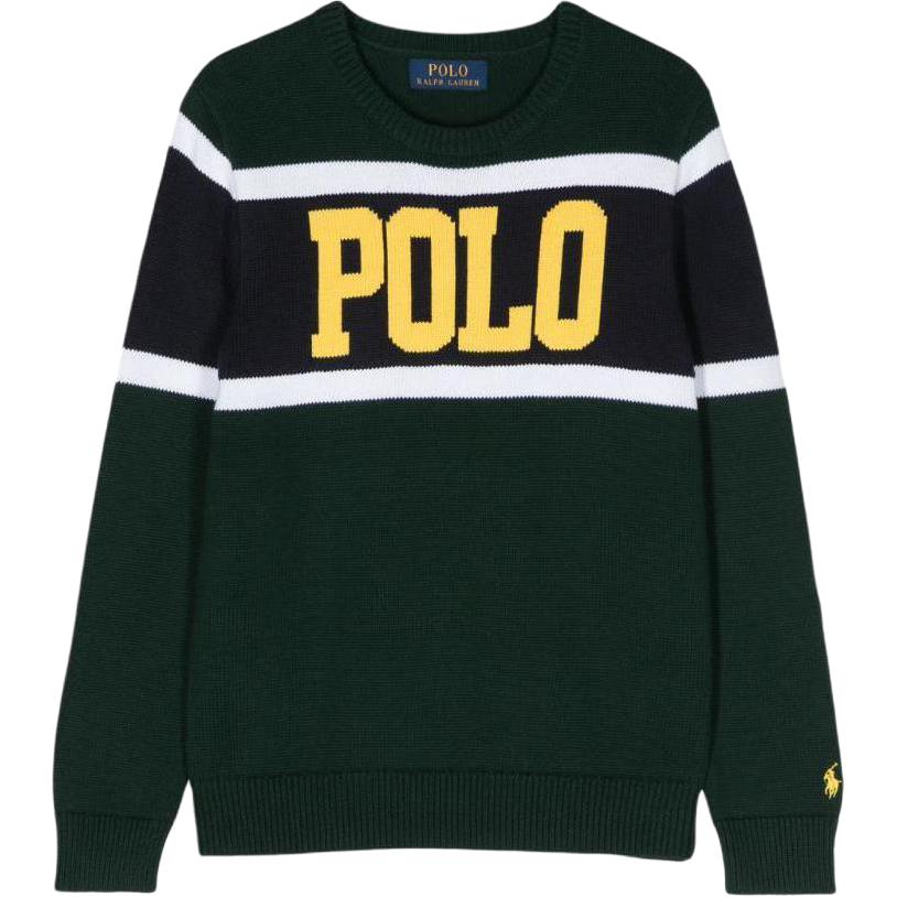 

Polo Ralph Lauren Knitted Sweater Letter Embroidery Round Neck Pullover Long Sleeve Kids sweaters Dark-Green 323923038-001 XL