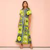 Women's Summer Vacation Style Exaggerated Fashion Printed Lace-up Cardigan Extra Long Dress Women