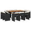 VidaXL Garden Dining Set 11 Pcs Cushions Black Braided Resin 3277982