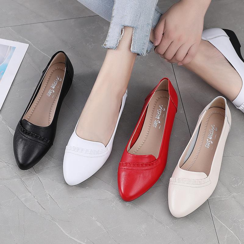 Women Shoes Casual Genuine Leather Spring 2025 New Soft-soled Lightweight Mother Shoes Large Size 35-43 Flat Shoes For Ladies