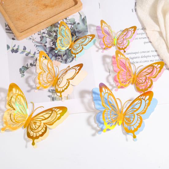 12Pcs 3D Butterfly Wall Sticker Waterproof Scratch-Resistant Wall Decals Self-Adhesive DIY Wall Decors for Living Room Bedroom Bathroom Kitchen