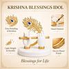 Goldplated Krishna Hand with Flute Idol Peacock Feather Mor Pankh Showpiece,Housewarming Gift, Birthday Wedding Anniversary Janmashtami Gift