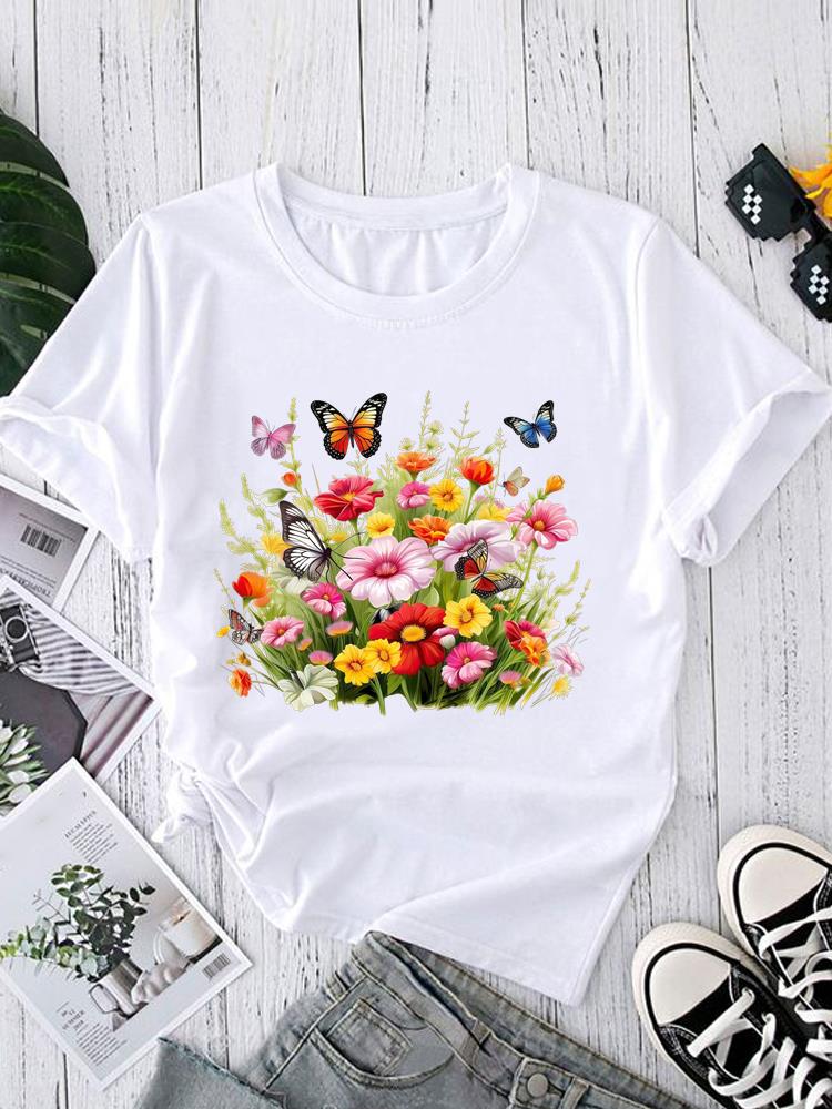 (Asian Size) Trend Love Heart Short Sleeve T-shirts Print O-neck Fashion Female Casual Women's Top T Clothing Graphic Tee