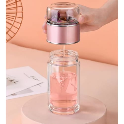 Glass Water Bottle with Tea Separator, Tea Cup, Tea Strainer, Stainless Steel, Double-Walled Glass, Tea and Water Separator, Tea Bottle, Tea Infuser,