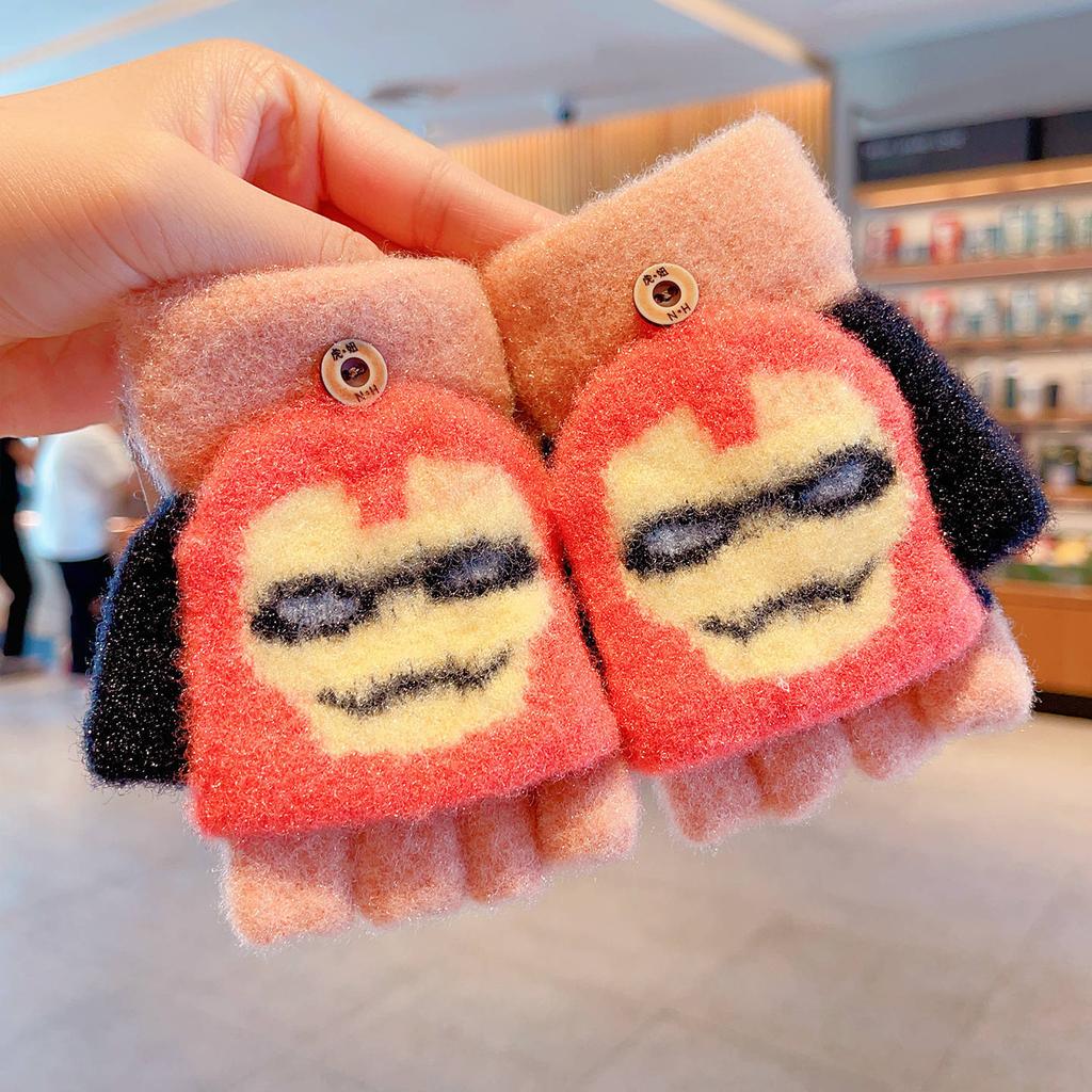 Marvel Kinderhandschuhe Winter Warm Halbfinger Fäustlinge Jungen Mädchen Spider-Man Iron Man Captain America Cartoon Schreibhandschuhe