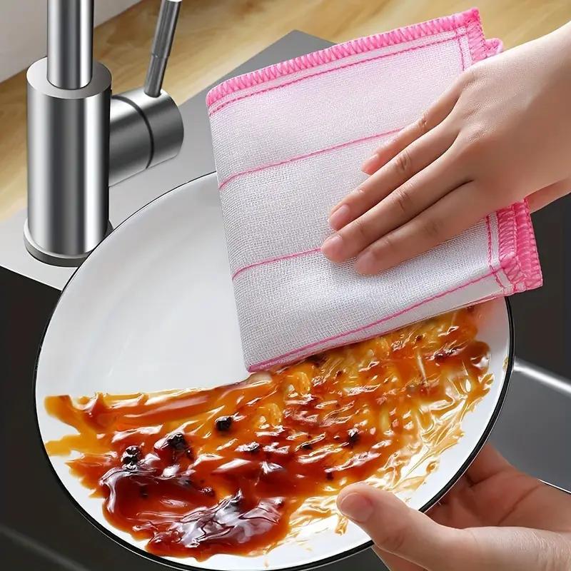 1-50pcs Anti-Oil Kitchen Towels Cotton Dishcloth Super Absorbent Non-stick Oil Reusable Cleaning Cloth Kitchen Daily Dish Towels