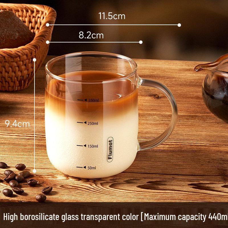 High-Temp Resistant Glass Milk Cup with Scale Lid, Microwave Safe