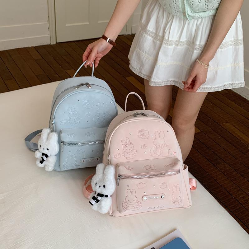 Cute printed backpack women's new casual versatile student schoolbag spring light travel backpack