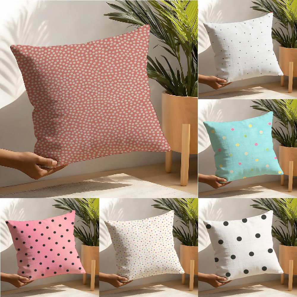 Vintage Classic Polka Dots Pillow Case Linen Pillow Case Sofa Home Decor Cushion Cover Cushion Cove