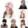 Fleece Lined Winter Beanie Hat Scarf Set Soft Warm Wool Hat Thermal Knit Cap  Skiing