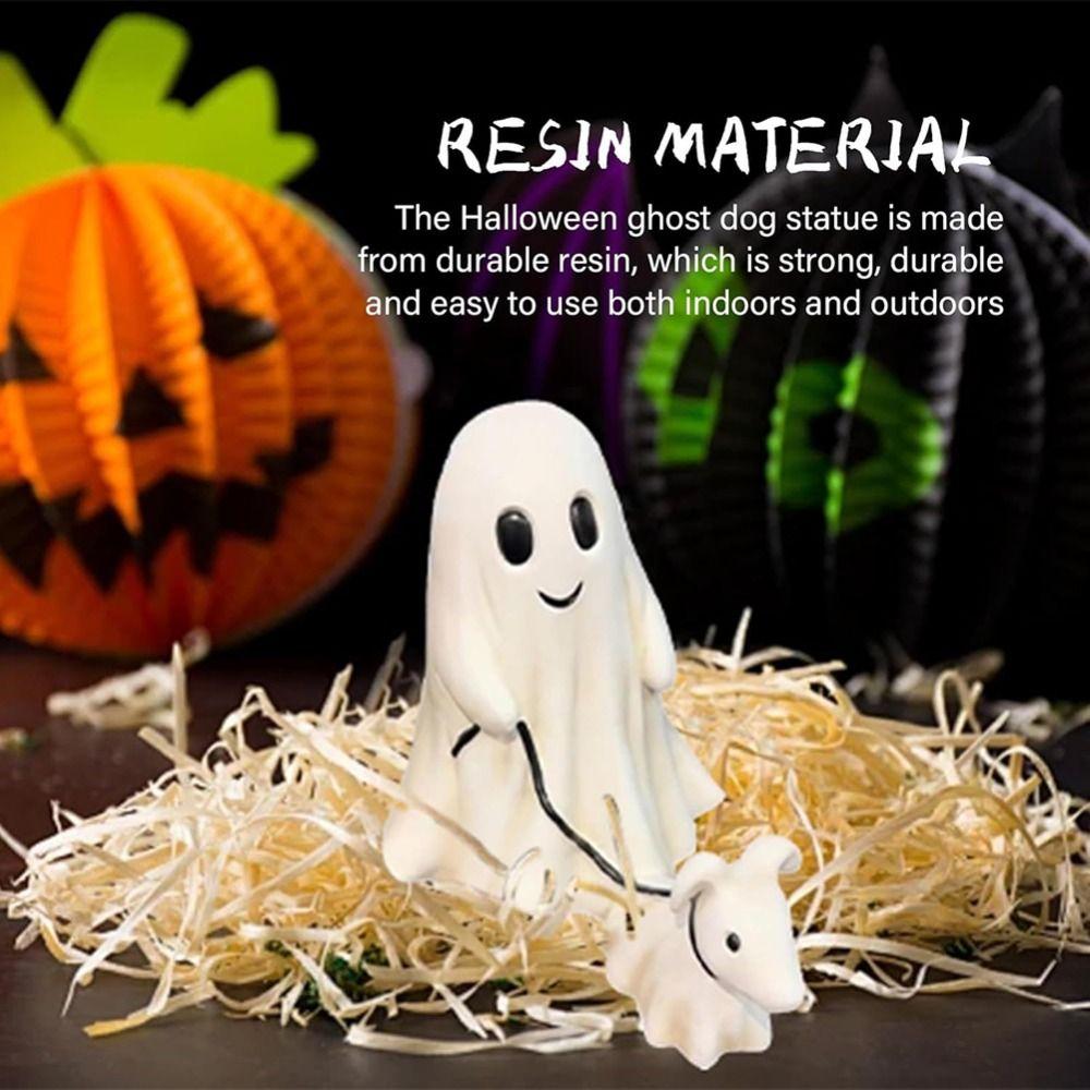 Resin Craft Ghost Walking Dog Statue Handmade Halloween Walking Dog Figurine  Boy/Girl