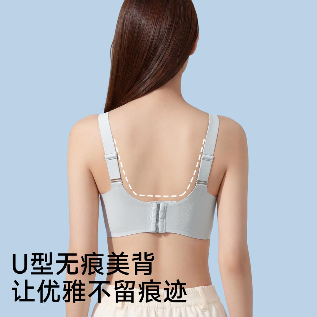 Traceless comfortable breathable underwear women's thin big breasts show small breasts gather up and support the secondary breasts, anti-sagging bra