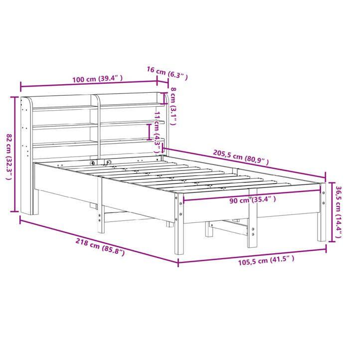 VidaXL Cadre de lit sans matelas blanc 90x200 cm bois de pin massif 3306898