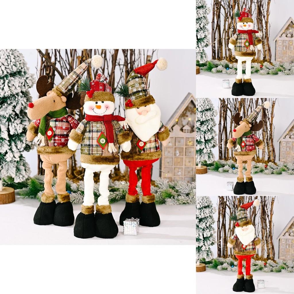 Charming Christmas Snowflake Plaid Fabric Plush Dolls Perfect For Holiday Display