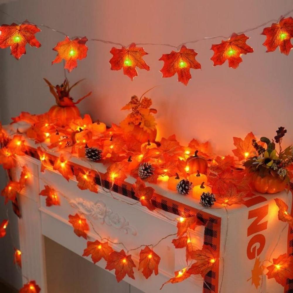 1 Stück Ahornblatt Lichterkette 10/20/40 LED Lichter Batteriebetrieben Wasserdicht Für Halloween Außen Herbst Erntedank Dekoration