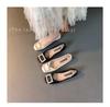 Pearl Xiaoxiangfeng Thick Heel Medium Heel Single Shoes Women's 2025 New Low Heel Versatile Summer Large Size Women's Shoes 41-43